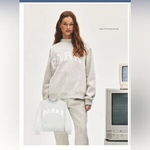 NWT Parke Women's Varsity Mockneck Classic Gray Sweatshirt